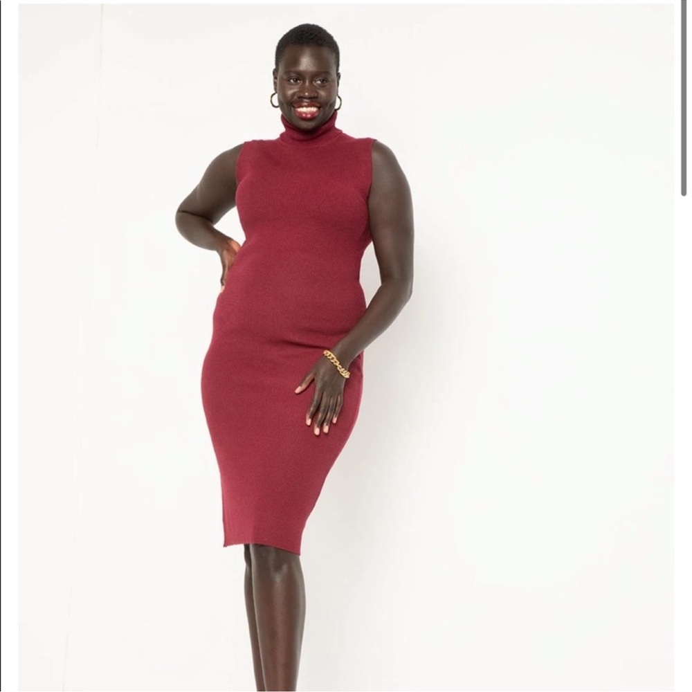 ELOQUII Women's Plus Size Sleeveless Sweaterdress Turtleneck Fitted - Size 14/16